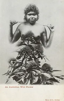 Population Prints: Australian Aboriginal Girl and wild flowers