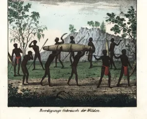 Knives Prints: Australian aborigine funeral ceremony from Port Jackson