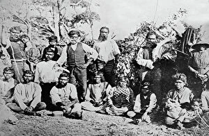 Nation Collection: Australian aborigines with boomerangs, Victorian period