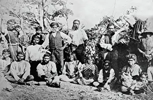 Boomerang Prints: Australian aborigines with boomerangs, Victorian period