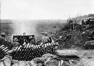 Bullecourt Prints: Australian field gun firing, Bullecourt, France, WW1