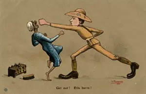 Australian soldier punching shoeshine boy