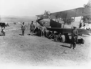 Guarding Prints: Australian troops guarding captured plane, Janin, WW1
