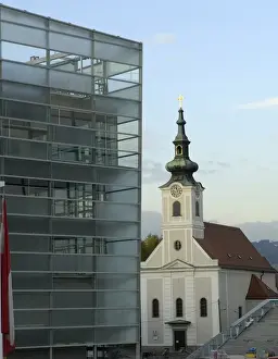 Austrians Prints: AUSTRIA. Linz. Ars Electronica Center and Urfahr