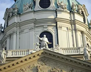 Borromeo Prints: Austria. Vienna. Church of Saint Charles. Statue of the patr