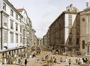Urbanism Prints: Austria. Vienna. Kohlmarkt Street. 1786. Engraving. Colored