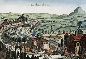 Overview Prints: Austria. Vienna. Panorama. Engraving, late 17th century