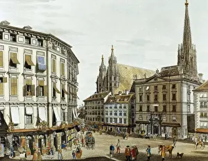 Eisen Prints: Austria. Vienna. Stock Am Eisen square next to St