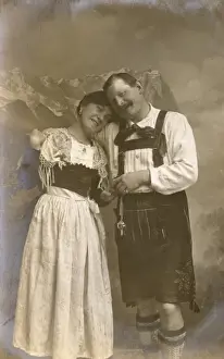 Lederhosen Prints: Austrian Couple in traditional costume