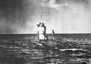 Austrian submarine on the surface, WW1