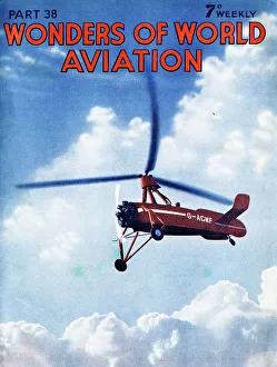 Autogiro aircraft flying at Hamble, Hampshire