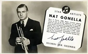 Recording Prints: Autographed promotional postcard for Star Artist recording star Nat Gonella - a