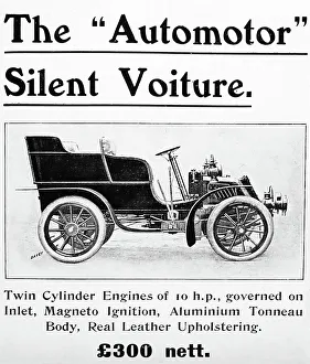 Automotor veteran car advertisement, early 1900s