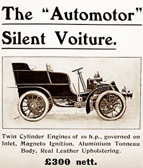 Automotor veteran car advertisement, early 1900s