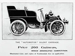 Automotor veteran car advertisement, early 1900s