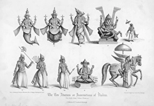 Hinduism Collection: The ten avatars of the Hindu god Vishnu