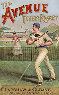 Pavilion Prints: The Avenue tennis racket advertising showcard, 1890
