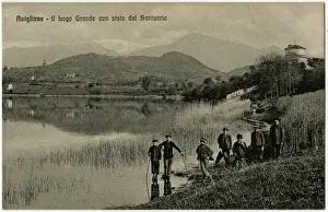 Avigliana, Italy - The Grand Lake and view of the Church