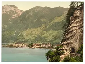 Brunnen Prints: Axenstrasse, and Brunnen, Lake Lucerne, Switzerland