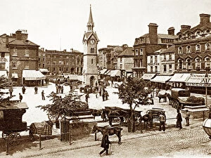 Buckinghamshire Collection: Aylesbury Market Square early 1900s