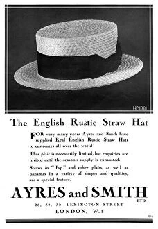 Headwear Collection: Ayres and Smith straw boater hat advertisement, 1931