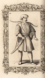 16th Century Prints: Azap or Azab, galley archer of the Ottoman Empire, 16th century