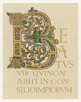 Psalter Prints: B from a Ms Psalter