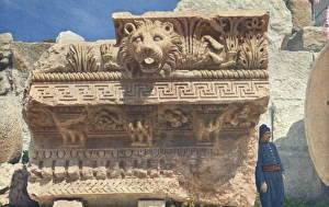Baalbek - Cornice of the colonnade of the Temple of Jupiter Baalbek - Cornice of the colonnade of the Temple of Jupiter