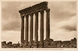 Capitals Prints: Baalbek, Lebanon - Temple of Jupiter - Six golden pillars