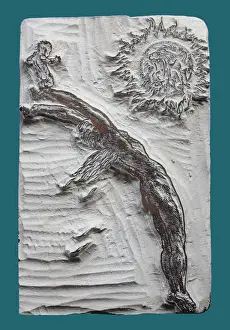 Mystical Prints: The Babe of Fire, original woodblock, by Frederick Carter, W
