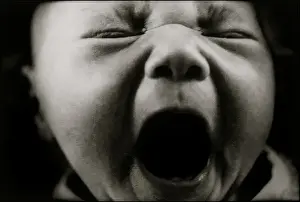 Babies face with open mouth