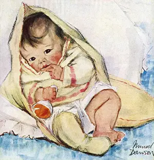 Baby in a blanket by Muriel Dawson