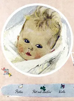 Rosebud Prints: Baby in blanket by Muriel Dawson