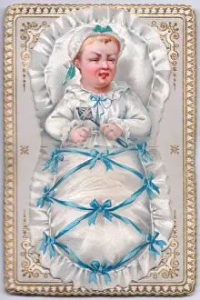 Pillow Prints: Baby in a cot on an audible greetings card