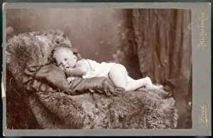 Davenport Gallery: Baby on Fur Rug Late 19C
