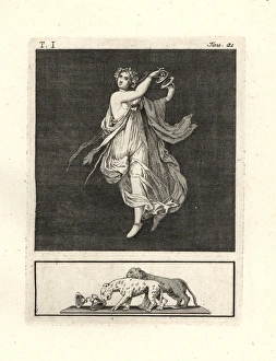 Antiquitiesofherculaneum Gallery: Bacchant dancer striking cymbals together