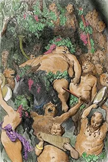 Images Dated 23rd December 2012: Bacchus. Engraving by G. Dore. Colored