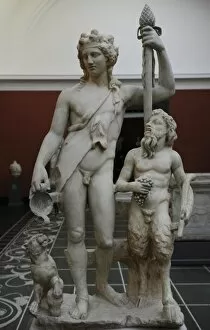Images Dated 29th February 2012: Bacchus with satyr and panther. Marble