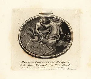 Antiquarian Prints: Bacchus with thyrsus riding a centaur