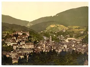 Baden-Baden, general view with castle, Baden, Germany