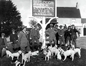 Waller Prints: Badger hunters outside Plough Inn, Pyecombe, Sussex