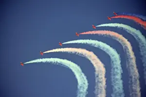 Break Prints: BAe Systems Hawks RAF Red Arrows break Scampton 1989