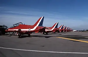 Hawks Prints: BAe Systems Hawks RAF Red Arrows line up Binbrook 1982
