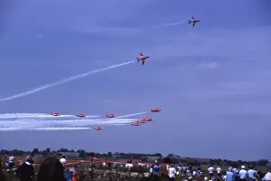 Wattisham Prints: BAe Systems Hawks RAF Red Arrows run and break Wattisham