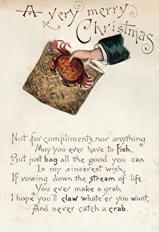 Crabs Prints: Bag with punning verse on a Christmas card