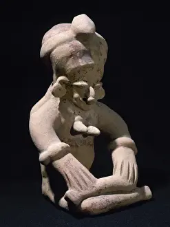 Pre Columbian Prints: Bahia Culture (Mahia, Ecuador). Figure sitting cross-legged