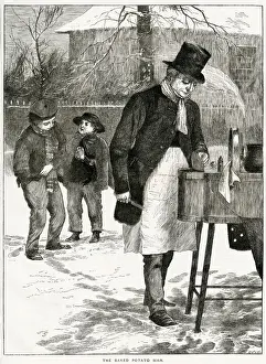 Wintry Prints: Baked potato seller 1870