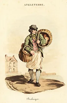 Librairie De Gide Fils Prints: Baker delivering bread in London, 1800s