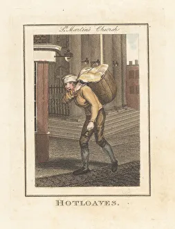 Edward Edwards Prints: Baker selling bread in front of St. Martin's Church, London, 180