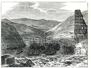 Balaklava Prints: Balaklava Harbour from Genoese fortress, Sevastopol, Crimea